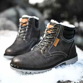 Iarna Marca Bărbați Cizme de Zapada Gros de Pluș Cald Cizme de Iarna pentru Barbati Exterior Impermeabil Bărbați Ghete Casual Pantofi pentru Bărbați