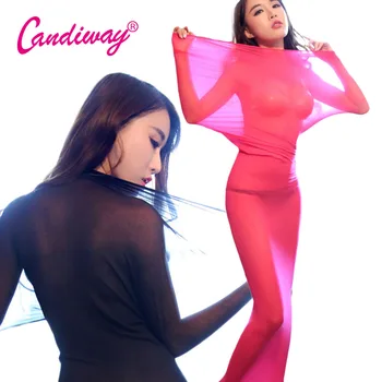 Candiway Unisex Sexy Elastic Pur Full Body wrap Costume Șosete Ultra-Subțire Transparent Sac de Dormit Bodyhose Pentru Cupluri