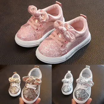 1-3 Ani Copilul Copil Fete Arc Sequin Casual Shoe Talpă Moale Toate Anotimpurile Tendință De Pantofi Casual