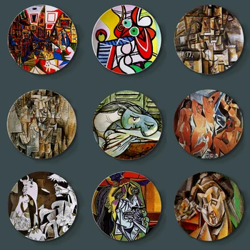 Noi spaniolă Picasso Pictura Plăci de Perete Acasă Decor Abstract Acuarelă Birou de Afișare Ceramice Ambarcațiuni Rotunde Colorate Placa