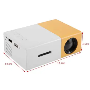 YG300 Profesionale Mini Proiector Full HD1080P Home Theater Proiector LED LCD Video Media Player, Proiector Galben & Alb