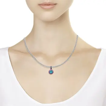 Pandantiv SOKOLOV argint cu email albastru ситаллом și cubic zirkonia 925 de bijuterii de moda pentru femei de sex masculin, pandantive pentru femei gât