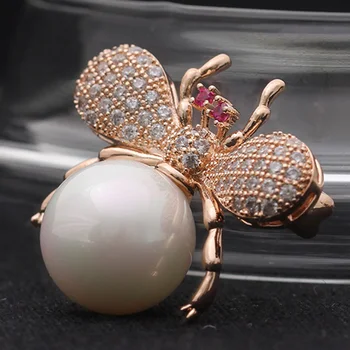 Zlxgirl dimensiuni Mici Brand de Zircon Cubic de albine broșe buchet de mireasa moda bijuterii imitație pearl nunta broșe accesorii