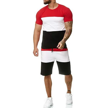 2020 pentru Bărbați Seturi 2 Piese Costum de Sport Set Benzi de Imprimare Sport Casual pantaloni Scurți Set de Vară de Moda de Îmbrăcăminte de sex Masculin Scurt Trening