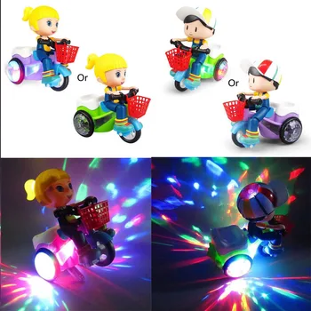 Triciclu Electric Jucării de 360 de Grade de Rotație de Cascadorii Biciclete de Muzică Ușoară Jucărie Părinte-copil Copii Cadouri