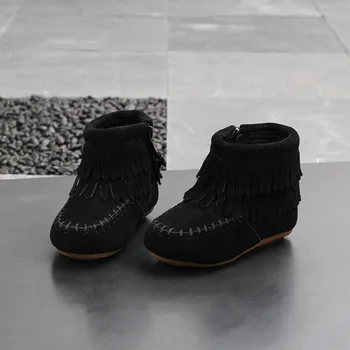 COZULMA Copii Tassel piele de Căprioară Glezna Cizme Pantofi Pentru Copii Fete Toamna Iarna Garnitură de Pluș Fahion Cizme de Zapada Dimensiune 15-37