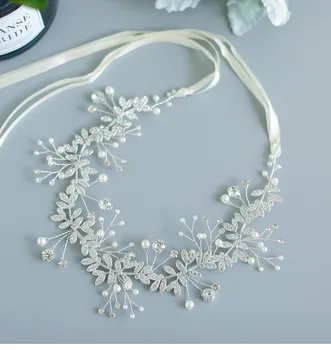 Le Liin Aur Aliaj De Argint Stras Frunze De Mireasa Handmade Perle De Cristal Bentita De Par De Nunta De Viță De Vie