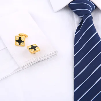 Noi francez Camasa butoni de Aur Cruce Neagră de Înaltă Calitate butonul Trendy Bijuterii Cadouri pentru Bărbați Cristal de Afaceri Butoni