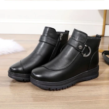 2020 Nou Confort Cald Cizme de Zapada Pantofi de Iarna Cizme de Moda pentru femei Cizme pentru Femei Non-alunecare Real Pantofi de Piele de Pluș / Lână Cizme Plus dimensiune