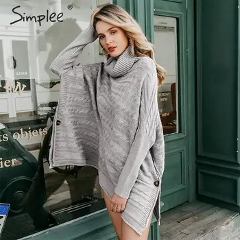 Simplee Turtlneck poncho pelerina pulover femei Elegante, lejere casual sex feminin pulover pulover Streetwear toamna iarna doamnelor jumper