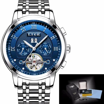 2020 Oameni Noi Uita-LIGE Top Brand de Lux, Afaceri, Mașini Automate pentru Bărbați Ceasuri din Oțel Complet Impermeabil Bărbat Ceas Watchs +Cutie