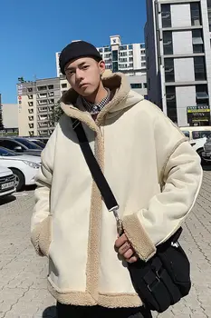 2020 Iarna Noi Tineretului Populare Bărbați Frumos Plus Fleece cu Gluga din Bumbac căptușit Jacheta de Moda Casual, Liber de Lână de Miel Sus