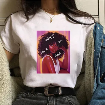 Amuzant Epocă Melanina Poppin Tricou Vogue Femei Negru Parul Cret Fata Imprimate Tricouri Cool Femme Harajuku Femeie T-shirt, Blaturi