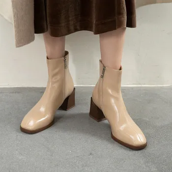 FEDONAS Deget de la picior Pătrat Cizme Demi-Sezon Pentru Femei, cu Fermoar Lateral Moda Pantofi de Iarna Femeie Tocuri Nunta de Lucru Tocuri inalte Cizme