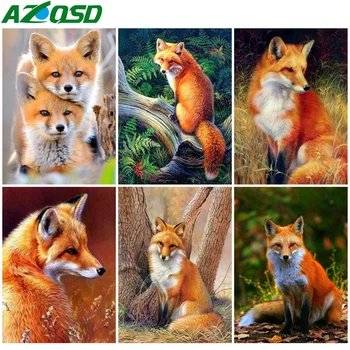 AZQSD 5D DIY Diamant Pictura Fox Plină Piața de Foraj Imagine De Pietre de Diamant Broderie Mozaic Animal Home Decor