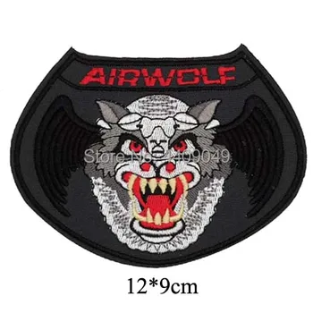 Airwolf zbor lup brodate fier pe patch, film desene animate logo-ul jacheta rucsac jean tesatura de îmbrăcăminte DIY autocolant