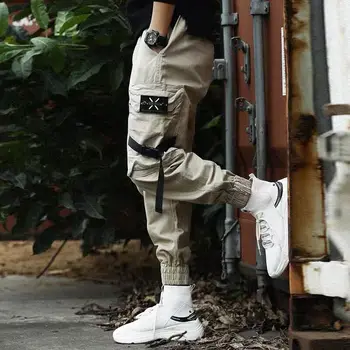 Noi Harajuku Bumbac Multi-Buzunare Stil De Moda Pantaloni Barbati Toamna Hip Hop Streetwear Casual Elastic Pantaloni De Camuflaj