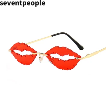 Fără ramă Sexy Buze ochelari de Soare Femei 2020 Moda Fara rama Buze Ochelari de Soare de sex Feminin Partid Unic Gol Oval Nuante Pentru Bărbați UV400