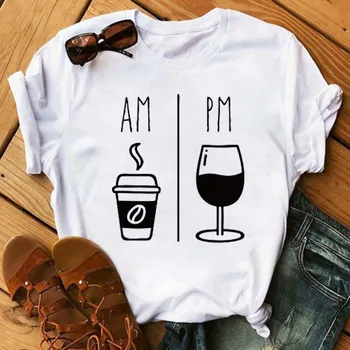 Topuri drăguț Cupă de Vin de Imprimare Tricou Femeie îmbrăcăminte Casual cu Maneci Scurte grafic teuri Liber tricou femei haine de vară t-Shirt