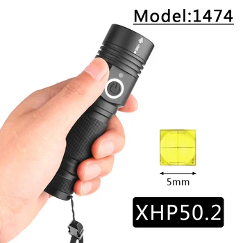 Litwod Z90 Condus Fashlight Puternic Zoom Lanterna Reîncărcabilă Lampă 5000lm Xhp70.2 Xhp50.2 Becuri cu LED-uri Reglabile din Aliaj de Aluminiu Alb