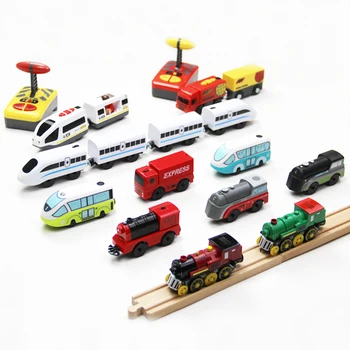 Copii tren electric jucărie magnetică piesa tren de jucărie compatibil cu Brio urmări cale de lemn educative pentru copii, pista de jucărie