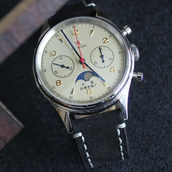 1963 Cronograf Ceas Barbati Pilot Mecanice Ceas Air Force ceas 40mm Safir Ceas Opri faza de Luna Reloj Hombre Ceas