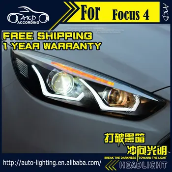 AKD Styling Auto Lampă de Cap pentru Ford Focus LED-uri Faruri-2016 Noul Focus 4 LED DRL H7 D2H ASCUNS Opțiune Angel Eye Bi Xenon Fascicul