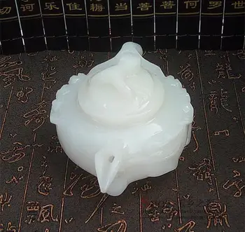 China manual sculptură jad naturale jad alb Kungfu ceainice și boluri din China
