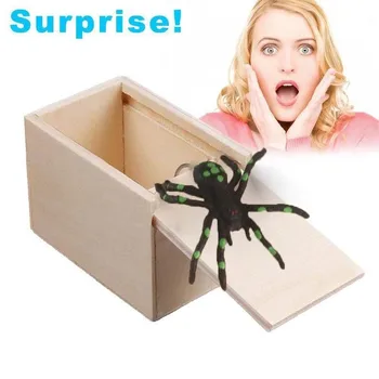 Lemn Spider Box Sperie Jucărie Amuzant Spider Sperie Cutie Truc Glumă Jucărie Ziua April Fool lui Cadou din Lemn Scarebox Întreaga Persoană Glumă Jucărie