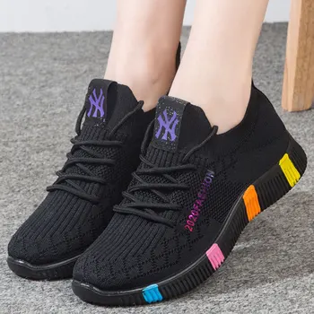 Moda Negru Adidasi Pentru Femei Tricot Pantofi Pe Platforma Non-alunecare Femme Coș Curcubeu Designer de Pantofi Buffalo Femei Formatori