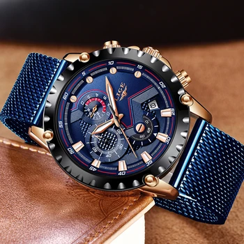 LIGE Casual Mens Ceasuri de Top de Brand de Lux Încheietura Cuarț Ceas Plasă Albastru Curea Ceas Bărbați Impermeabil Ceasuri Reloj Hombre 2019