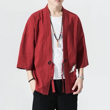 Oamenii Stil Chinezesc Supradimensionat Vintage Tricouri Barbati Deschide Ochi Kimono Tricouri Haine De Sex Masculin Toamna Tricouri Negre