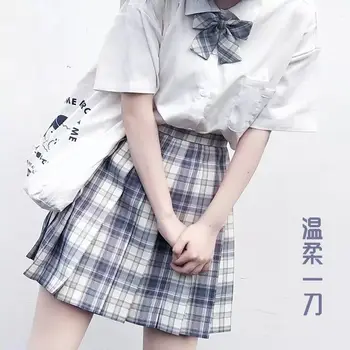 Noi Blând Un Cuțit JK Uniformă Talie Mare Fuste Carouri Școală Uniformă de Student Japonez Stil Fusta Plisata Mujer