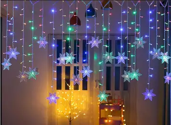 De crăciun Fulg de nea Decor Perdea Lumini Șir LED Lumini Intermitente Perdea de Lumina Impermeabil în aer liber Lumini de Partid
