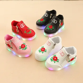 KRIATIV Copii Luminos Adidași cu Flori pentru Fete Femei Pantofi cu Lumină Copii Stralucitoare Roz Condus Pantofi Florale pentru Fetita