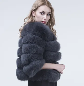 Real haină de Blană de Vulpe Cald Gros de Blană de Vulpe Sacou Femei de Iarnă Scurt-Lungime Sacou