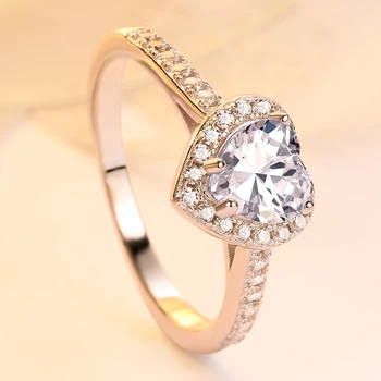 Knobspin De Lux Argint 925 Nunta Inele De Inima Pentru Femei De Înaltă Carbon Diamant Cadou De Aniversare Bijuterii Fine