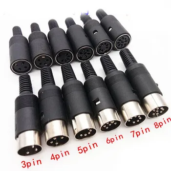 10buc Mini 3 4 5 6 7 8 Pini Din Male Plug Cu Mâner de Plastic Adaptor de Lipit Cabluri DIY Conector