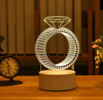 Ziua îndrăgostiților Cadou Cutie 3D Lampa Acrilice LED Lumina de Noapte de Nunta de Decorare Ziua de nastere Partid Decor de Basm Lumini Led-uri Cortina Lampa