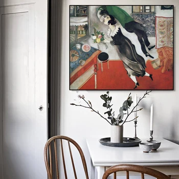 Pictura celebra Ziua De naștere De Marc Chagall Panza Pictura Postere si Printuri de Arta de Perete de Imagine pentru Camera de zi de Decorare Acasă