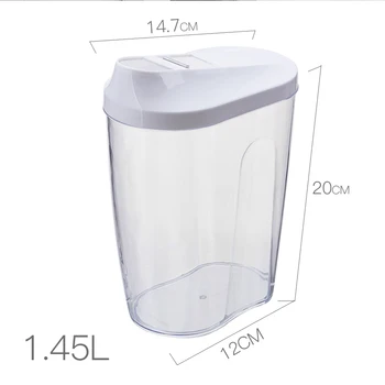 1.45 L Detergent Găleată Creative Recipient Transparent Rezervor De Stocare Cutie Cu Praf De Spălat De Uz Casnic Acoperite Sticla Sigilat