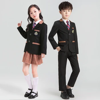 Copii, Uniforme Școlare Seturi de Îmbrăcăminte Băieți Și Fete Colegiul Britanic Stil Grădiniță Haine Copii Sacou Pantaloni Cravată