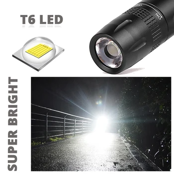 Super-luminos T6 LED Lanterna Cu breloc Utilizare baterie AA Portabil MINI Lanterna LED-uri Potrivit pentru camping, iluminat de noapte