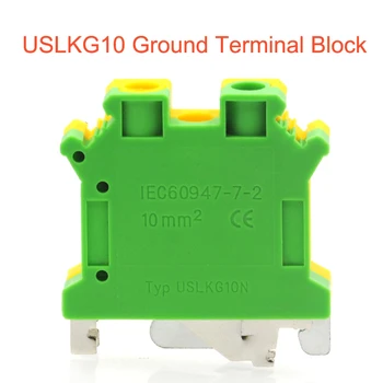 5/10buc USLKG10 Teren blocuri Terminale pe Șină DIN Tip Blocuri Terminale marea BRITANIE-10N galben verde de Împământare morsettiera conector 10mm2