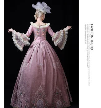 Femeile Cosplay Medieval rochie petrecere rochie de bal mascat rochie Roz de pe umăr rochie Victoriană costum, cu pălărie