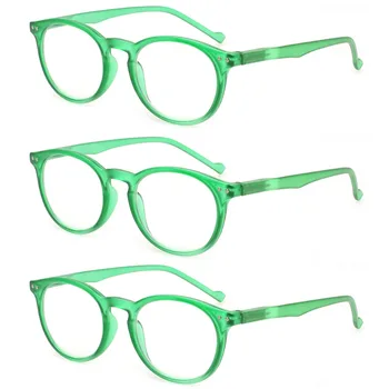 Moda ochelari de citit 3 pack primăvară balamale rotunde rame ochelari de vedere ochelari de lectură pentru femei