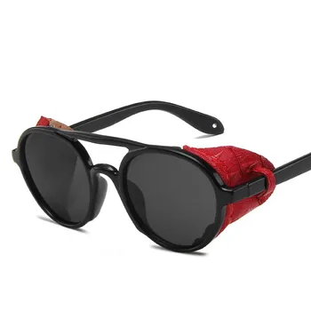 2020 NOU Gotic Dublu Fascicul Steampunk ochelari de Soare Barbati Ieftine de Plastic Simplu Rotund Punk Ochelari de Soare Femei Lentes De Sol Mujer