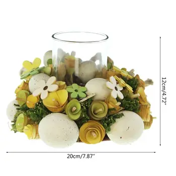 Ou de paște Așchii de Lemn, Flori de Cânepă Frânghie Cununa de Bază de Suport de Lumanare cu o Cană de Sticlă de Creatie Handmade, Lumanari Decor Acasă