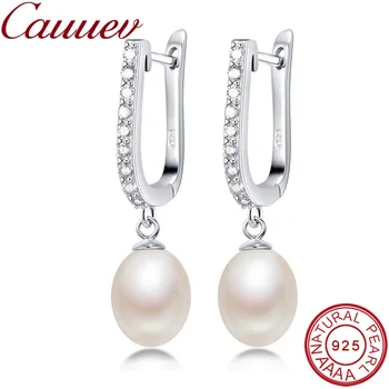 Top de Vânzare natural pearl cercei,fashion925 bijuterii de argint sterlină Femei Legăna Cercei Picătură pentru Petrecerea de Nunta 5color cadou