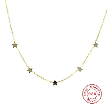 Real argint 925 drăguț danity Star farmec colier pandantiv cadou de crăciun lanț delicat colier stea
